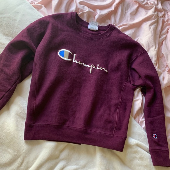 Plum champion reverse weave crew neck - Picture 2 of 3